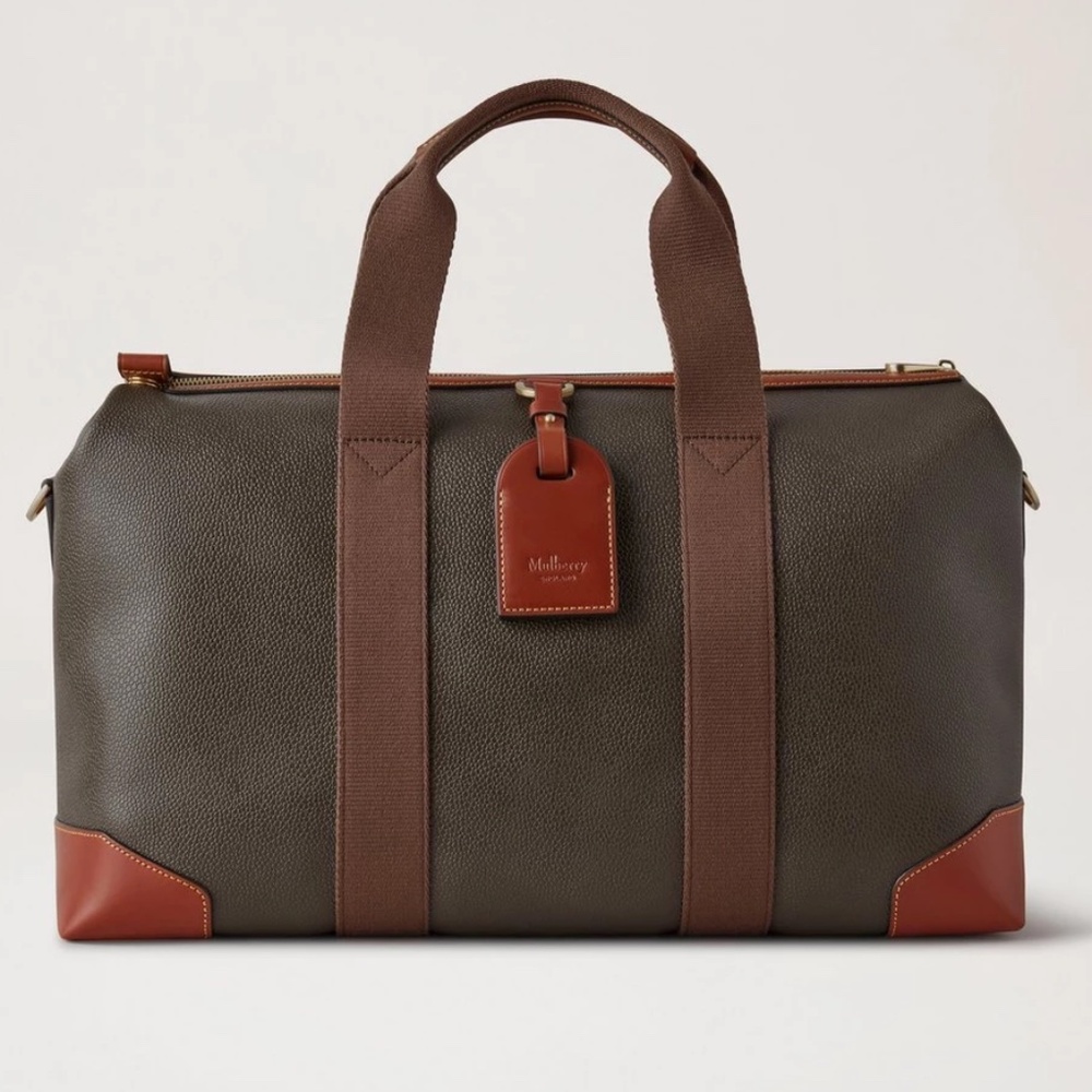 Mulberry Brown and Tan Travel Bag with Leather Trim